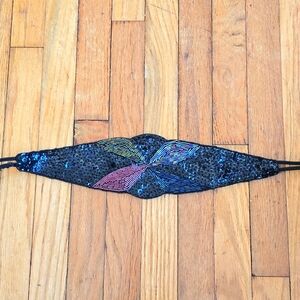 Vintage 70s Speyer Milor Ltd Handmade Chinese Glass Beaded Silk Cummerbund Belt